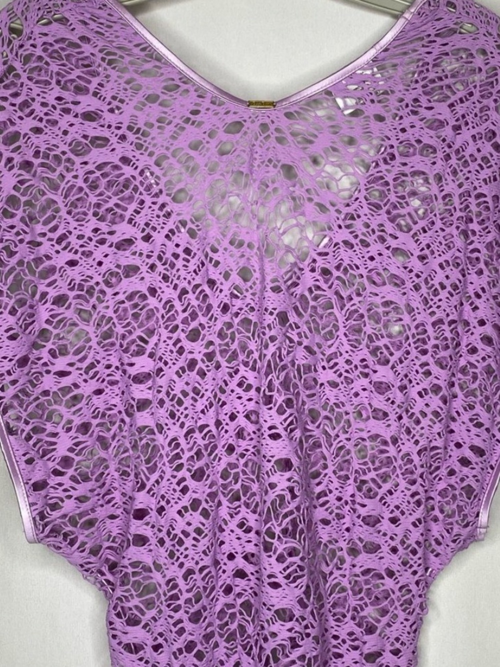 Light purple Crochet Tunic Beach Cover-Up dress - Picture 3 of 6